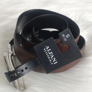 Alfani Faux Leather Textured Solid Reversible Casual/Dress Men's Belt NWT  30-32